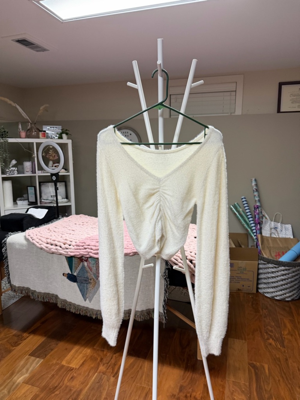 Hollister Cream Knit Cropped Sweater